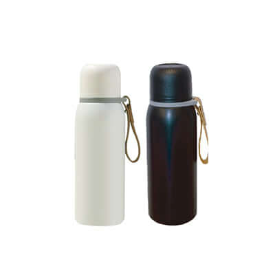 Matt Finishing 500ml Vacuum Flask in white and black, ideal for corporate gifts and beverage insulation.