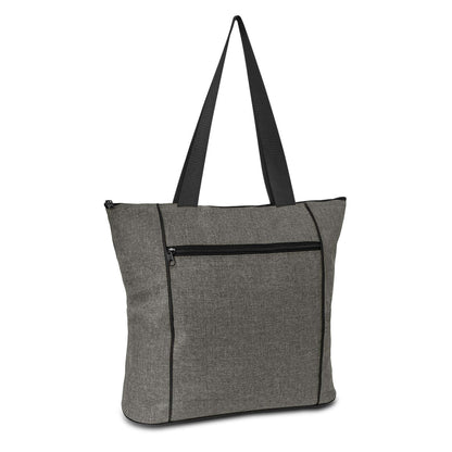 Avenue Elite Tote Bag in Grey with zippered front pocket, ideal as a corporate gift for style and functionality.