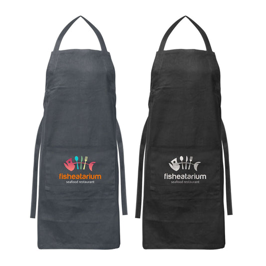 Savoy Bib Apron in black and gray, perfect for professional chefs and as a corporate gift.