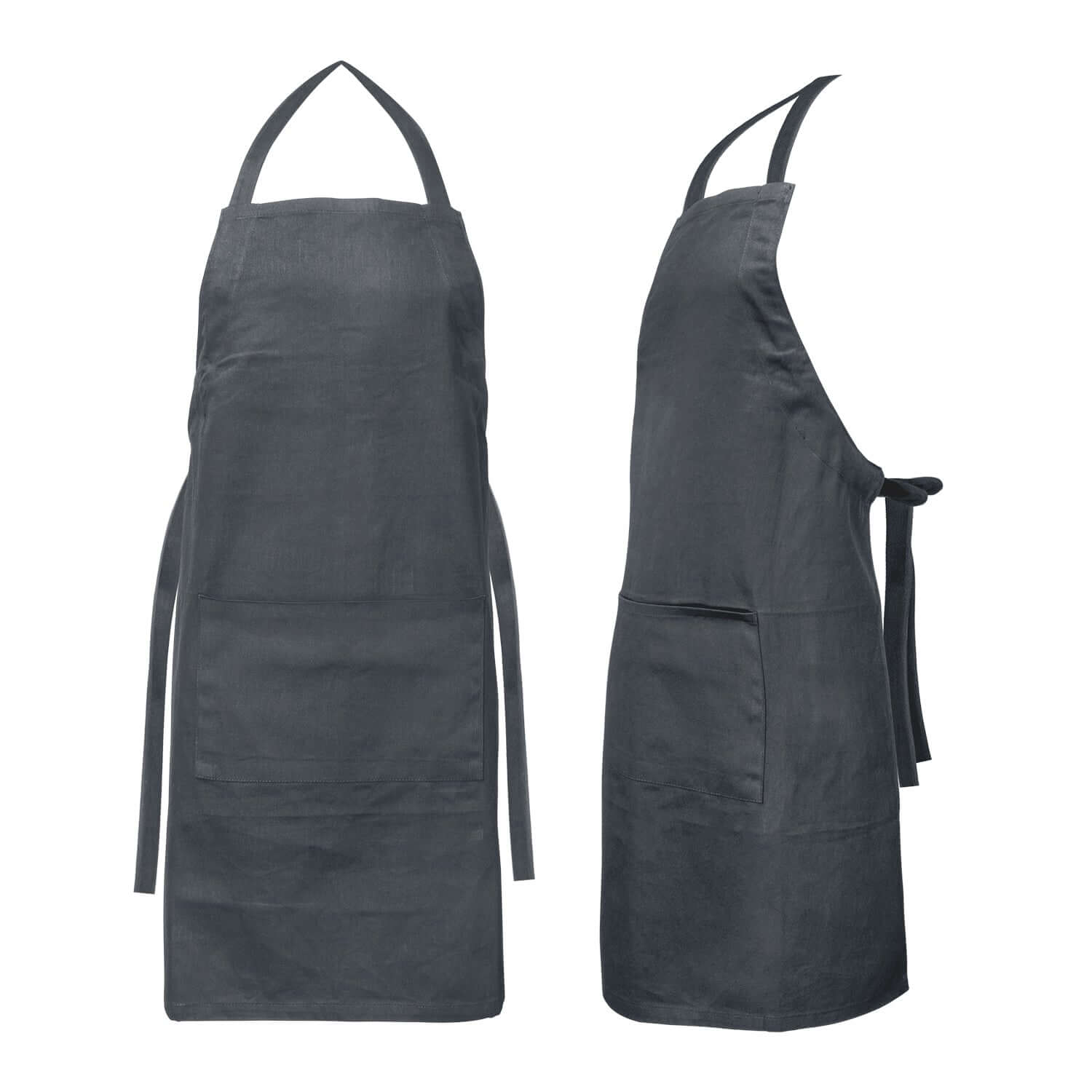 Savoy Bib Apron in dark grey, ideal for home cooks and chefs, featuring adjustable neck strap and front slip pocket.