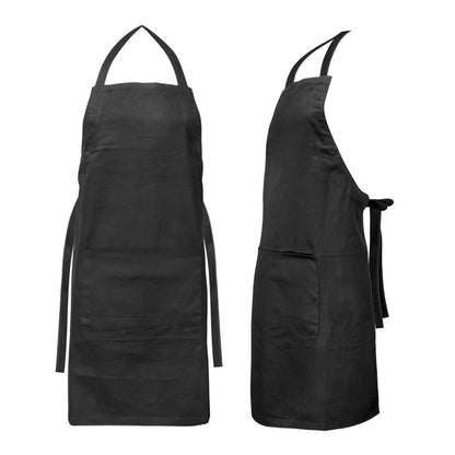Savoy Bib Apron in black, featuring adjustable neck strap and front pocket, perfect for home cooks and corporate gifts.