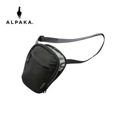 Alpaka Vertical Sling Axoflux compact crossbody bag for everyday carry, made from recycled fabric.