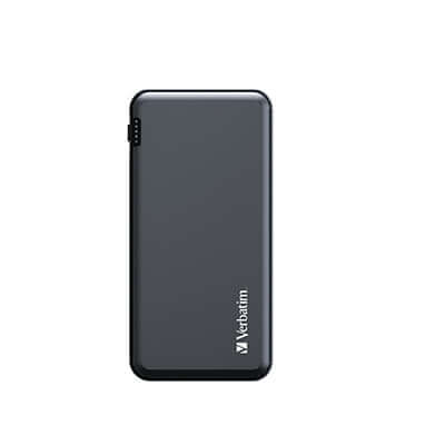 Verbatim 20000mAh 22.5W PD & QC 3.0 Power Pack in sleek black design, perfect for quick device charging.