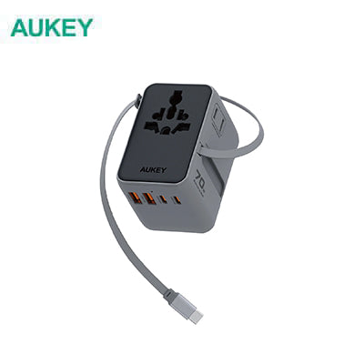 Aukey PA-TA14 Globe Reel 70W GaN Universal Adapter with Retractable Cable