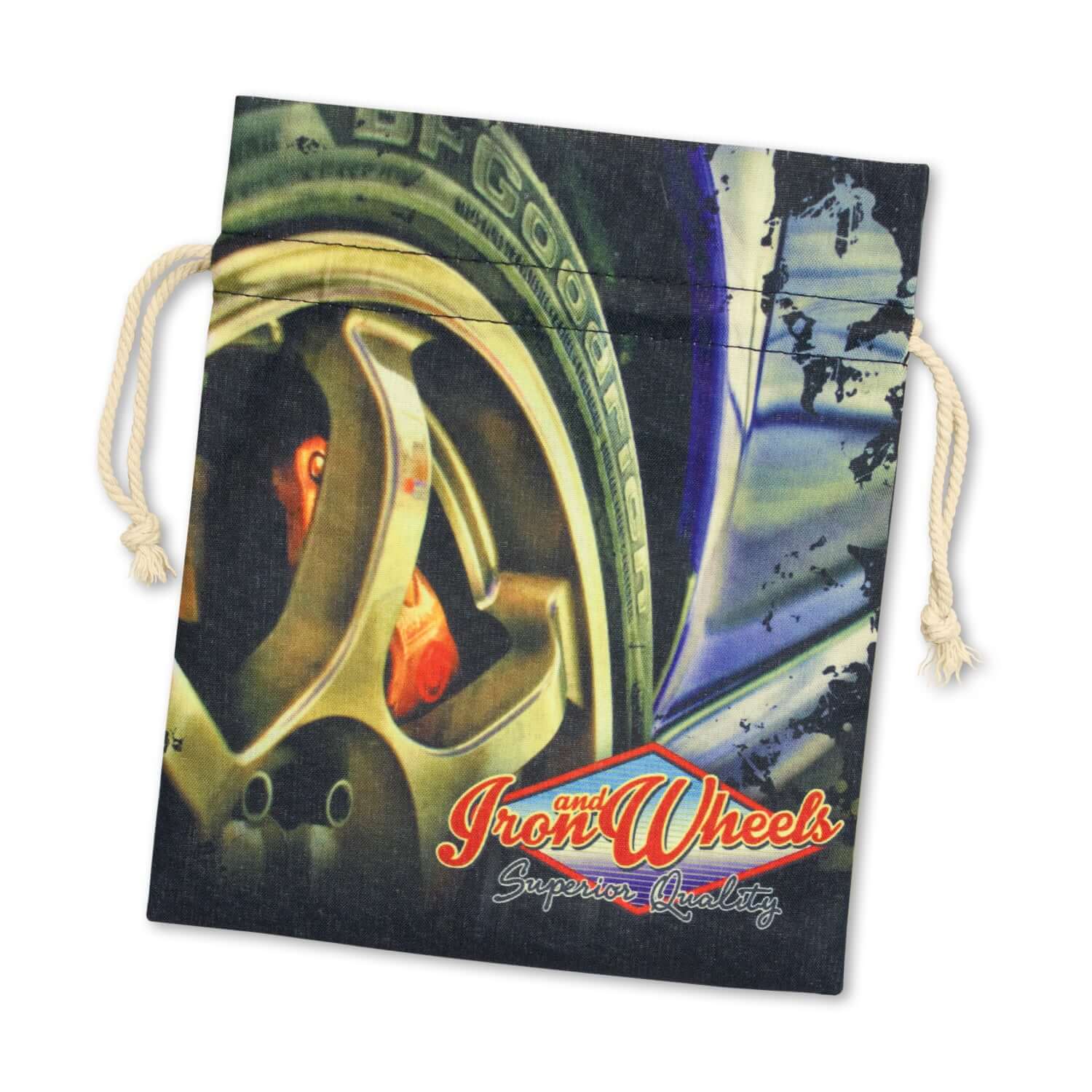 Turin Cotton Gift Bag - Large with vibrant design and durable drawstrings for corporate gifting.