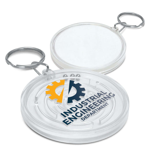 Puzzle Key Ring featuring a custom logo for the Industrial Engineering Department, perfect as a corporate gift.