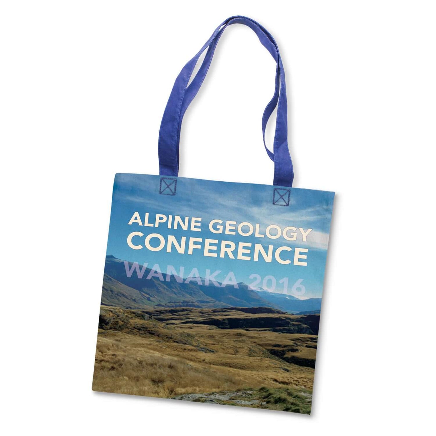 Rembrandt Cotton Tote Bag featuring vibrant full-colour branding for corporate gifts, showing landscape and conference details.
