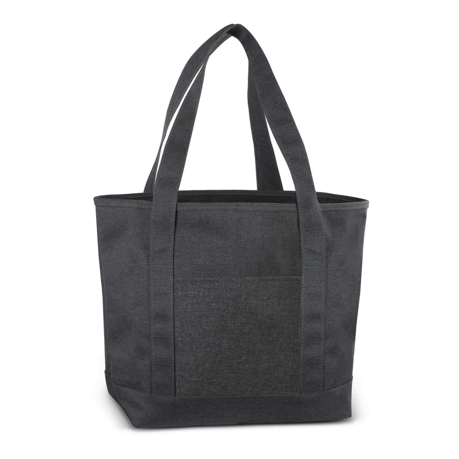 Grenada Tote Bag in Charcoal Heather with front slip pocket and woven handles for everyday use