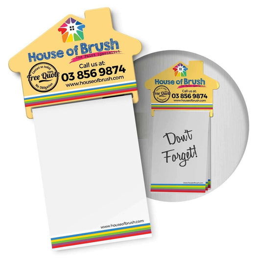 Magnetic House Memo Pad A7 - Full Colour with charming house-shaped magnet for notes and reminders.