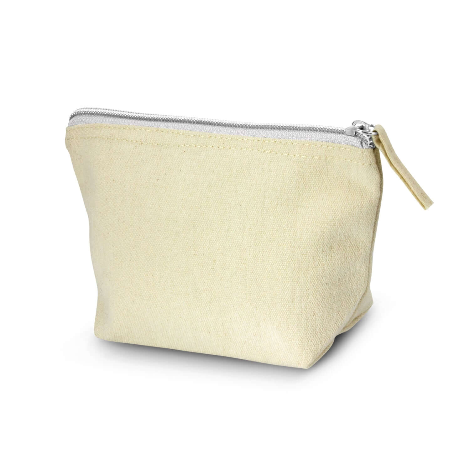 Eve Cosmetic Bag - Small in natural cotton canvas with zippered closure, perfect for beauty essentials and corporate gift.