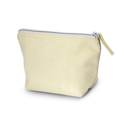 Eve Cosmetic Bag - Small in natural cotton canvas with zippered closure, perfect for beauty essentials and corporate gift.