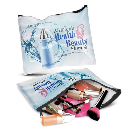 Madonna Cosmetic Bag - Large with cosmetic products, ideal for stylish organization and a corporate gift.
