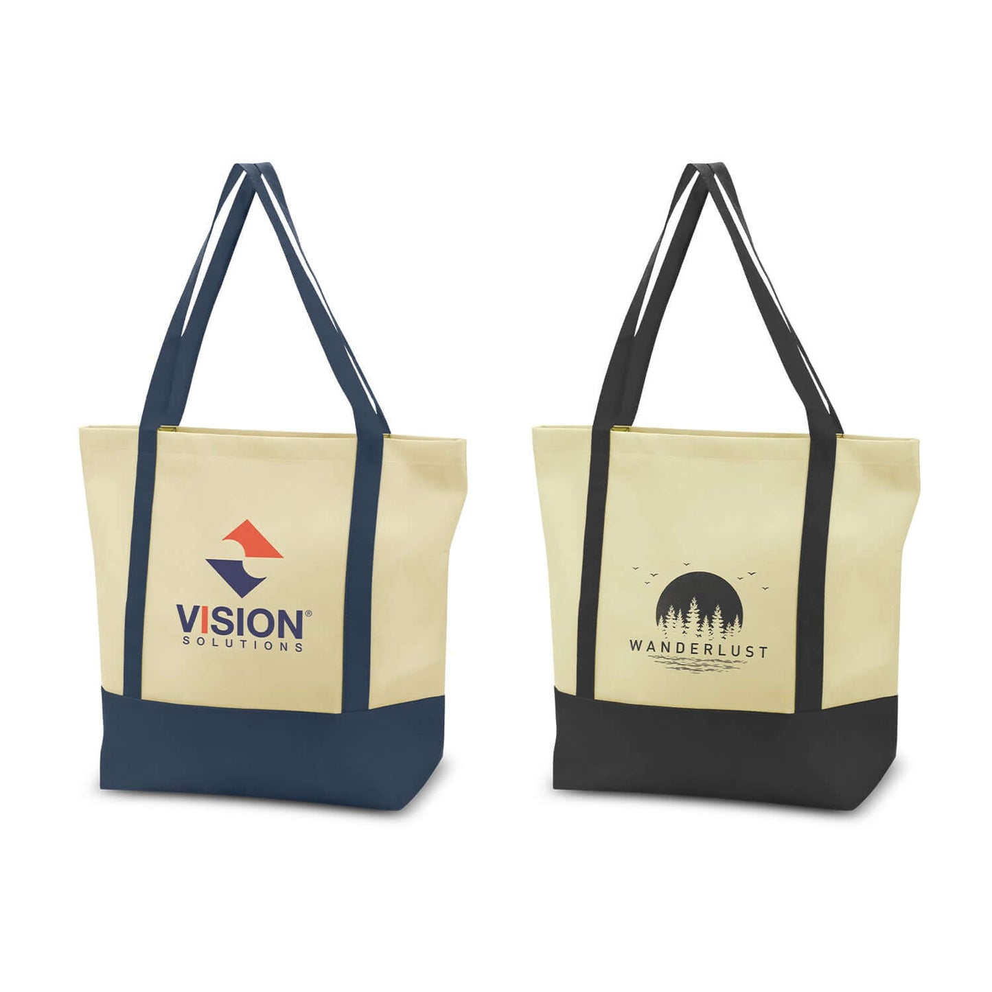 Armada Tote Bag featuring Vision Solutions and Wanderlust logos on two-tone design.