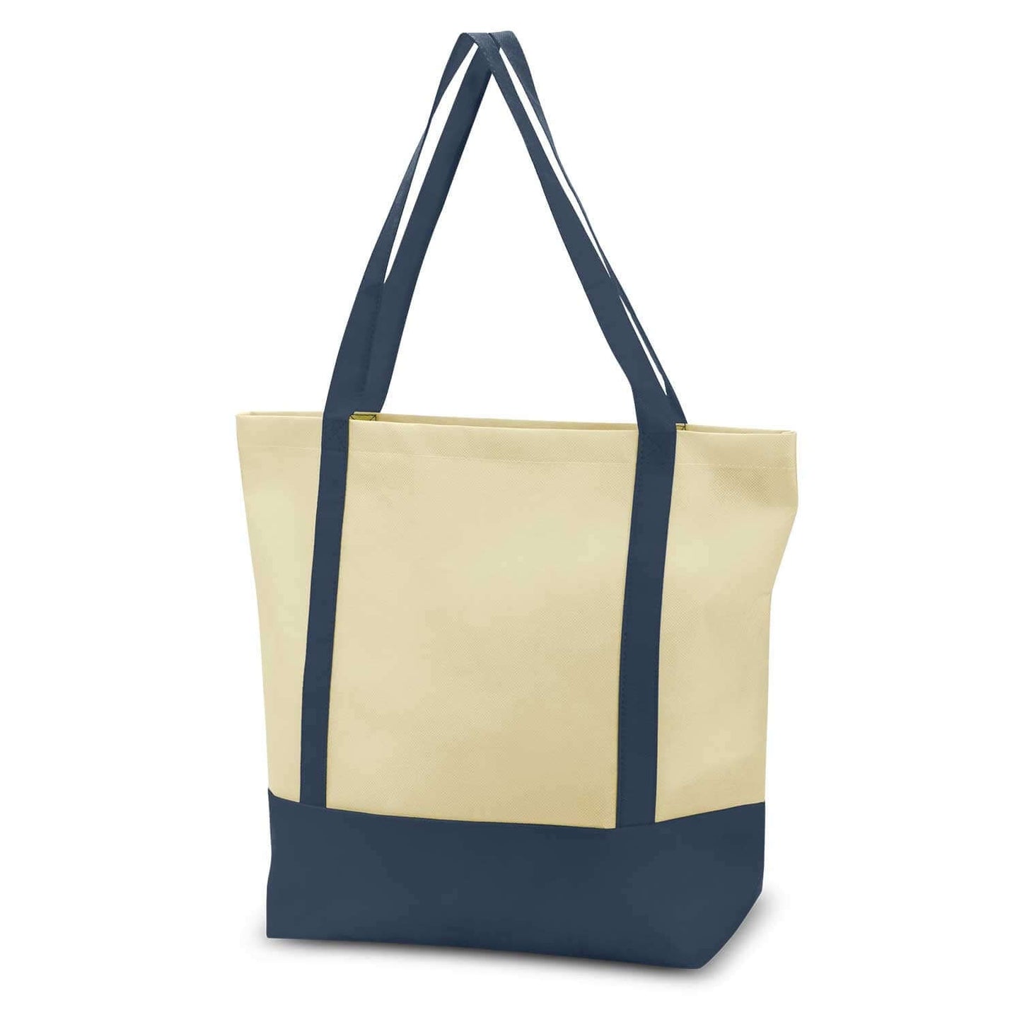 Armada Tote Bag in beige and navy blue, designed for style and functionality, perfect as a corporate gift.