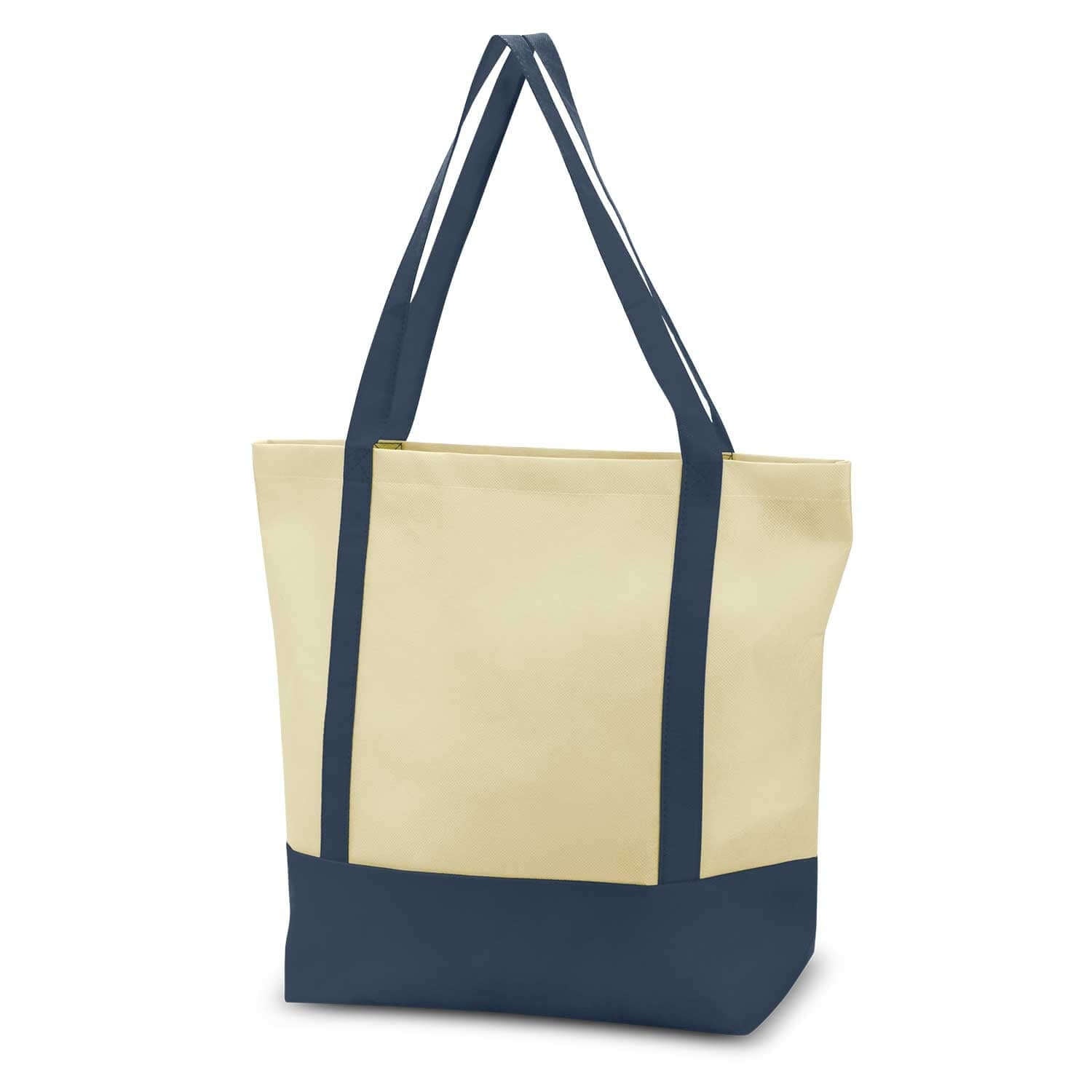 Armada Tote Bag in beige and navy blue, designed for style and functionality, perfect as a corporate gift.