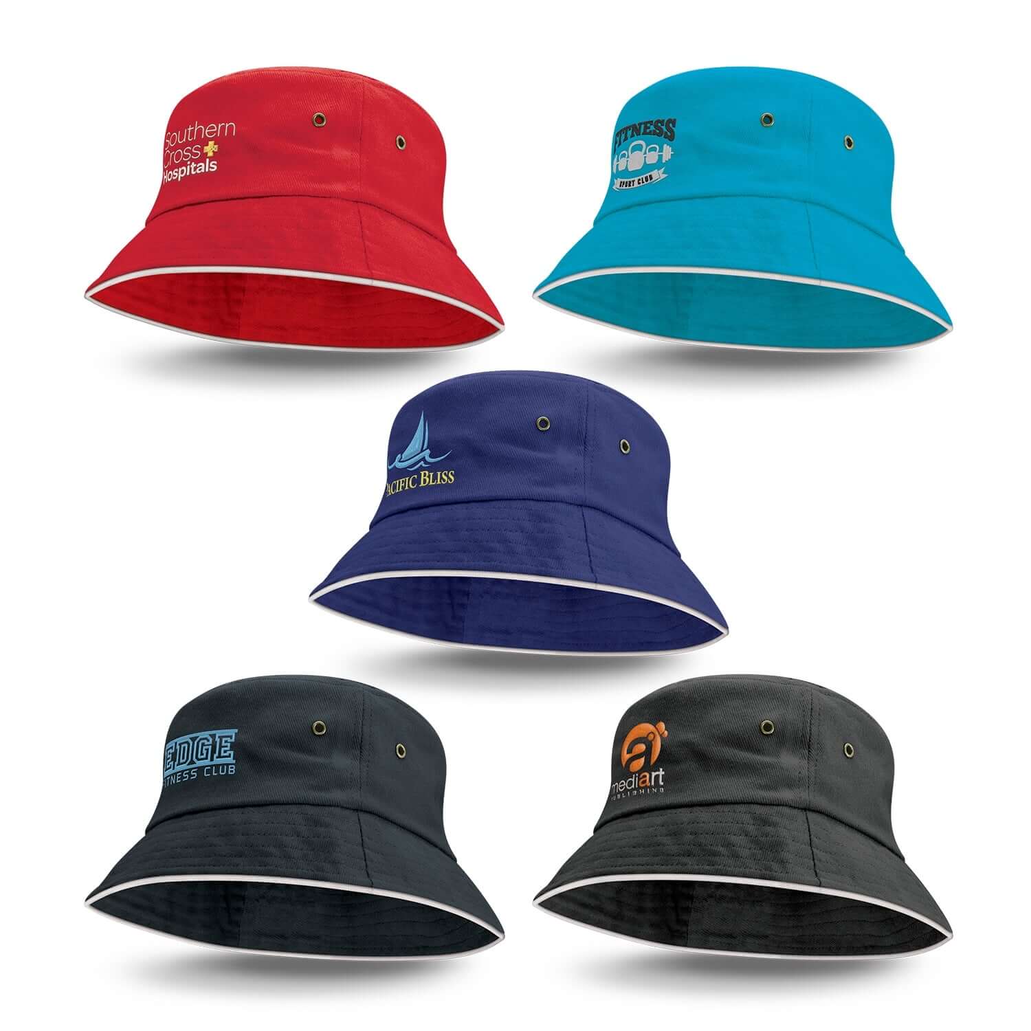 Bondi Bucket Hat White Sandwich Trim Corporate Gift Singapore