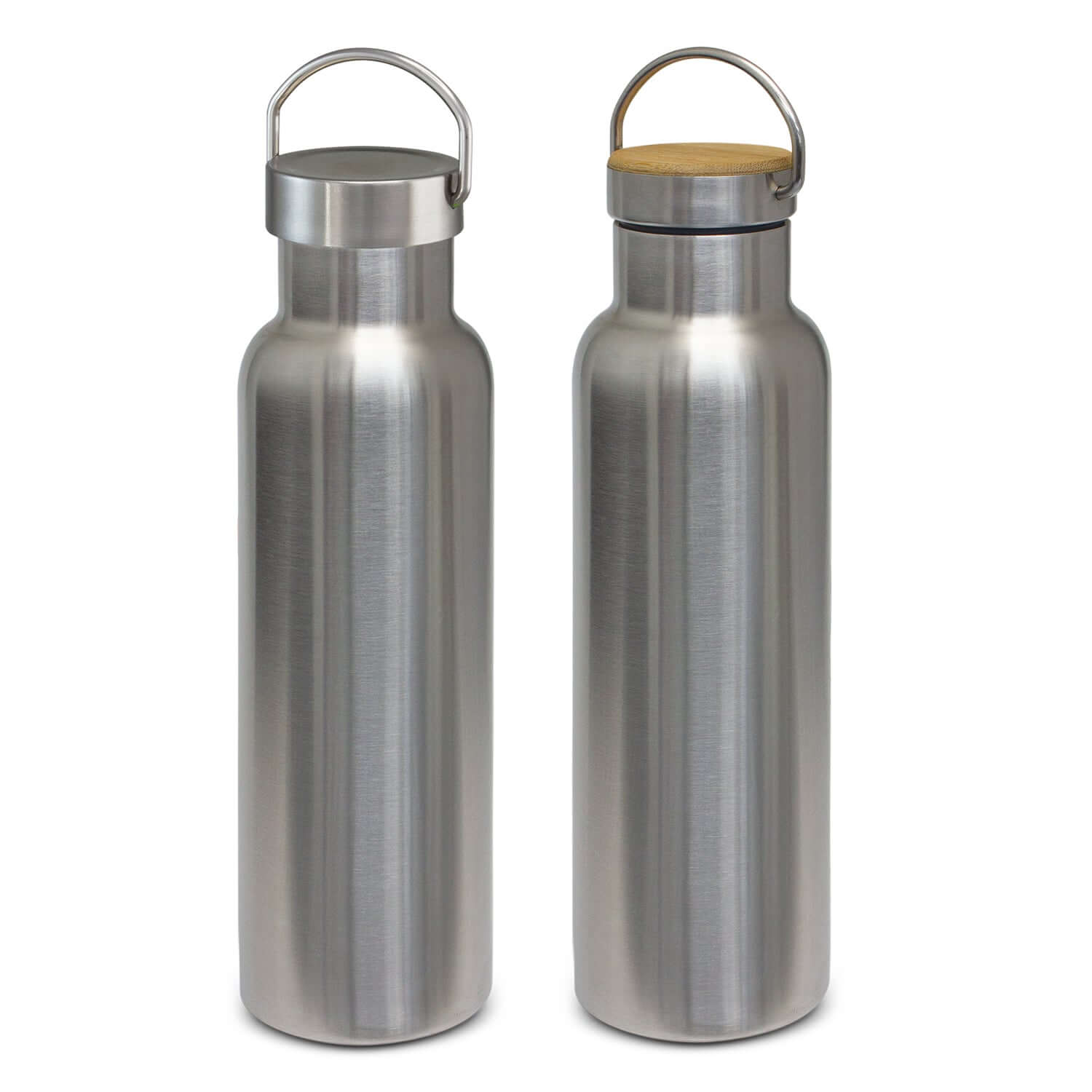 Nomad Deco Vacuum Bottle - Stainless, stylish stainless steel drink containers with screw-on lids and carry handles.
