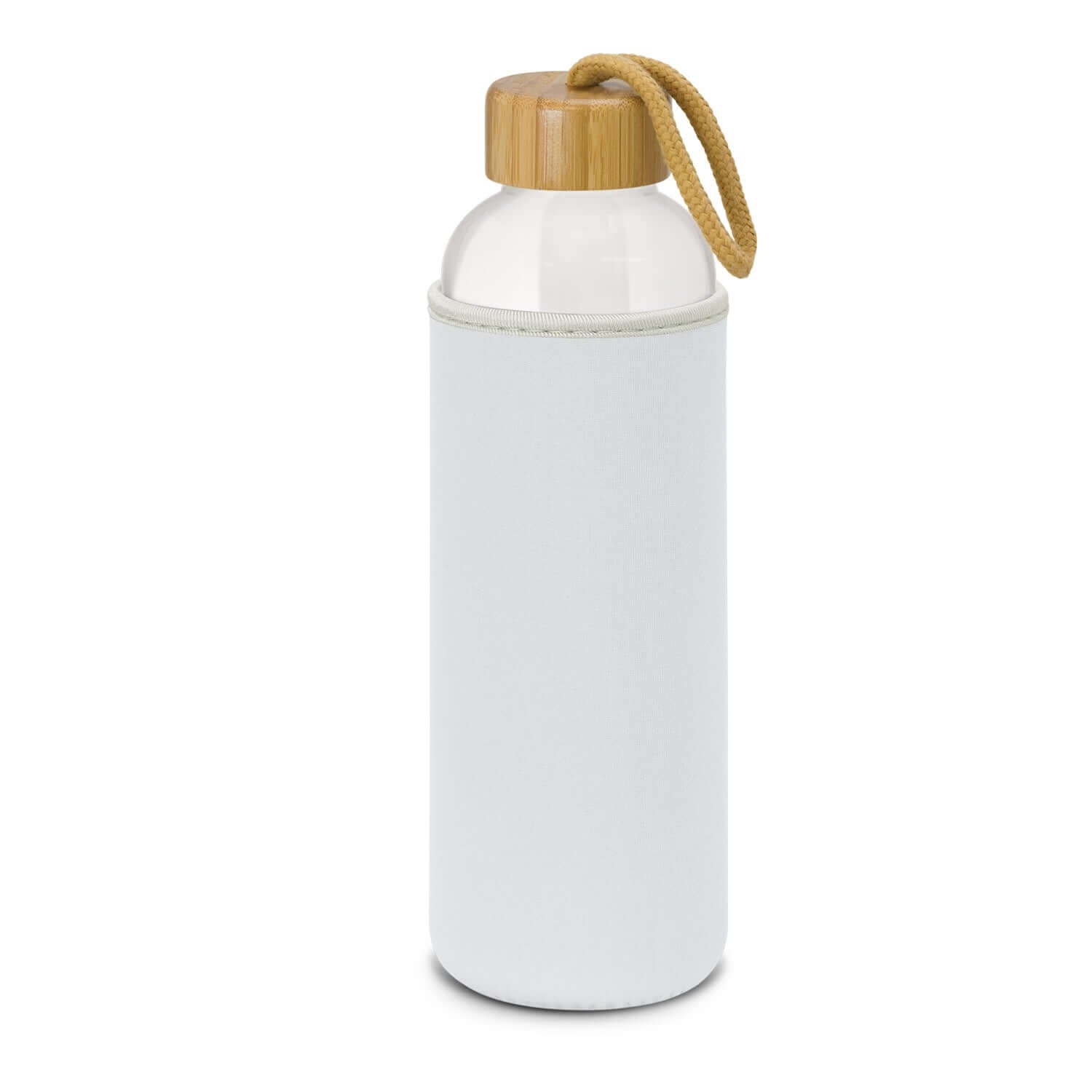 Eden Glass Bottle - Full Colour with bamboo lid and neoprene sleeve, perfect as a corporate gift.