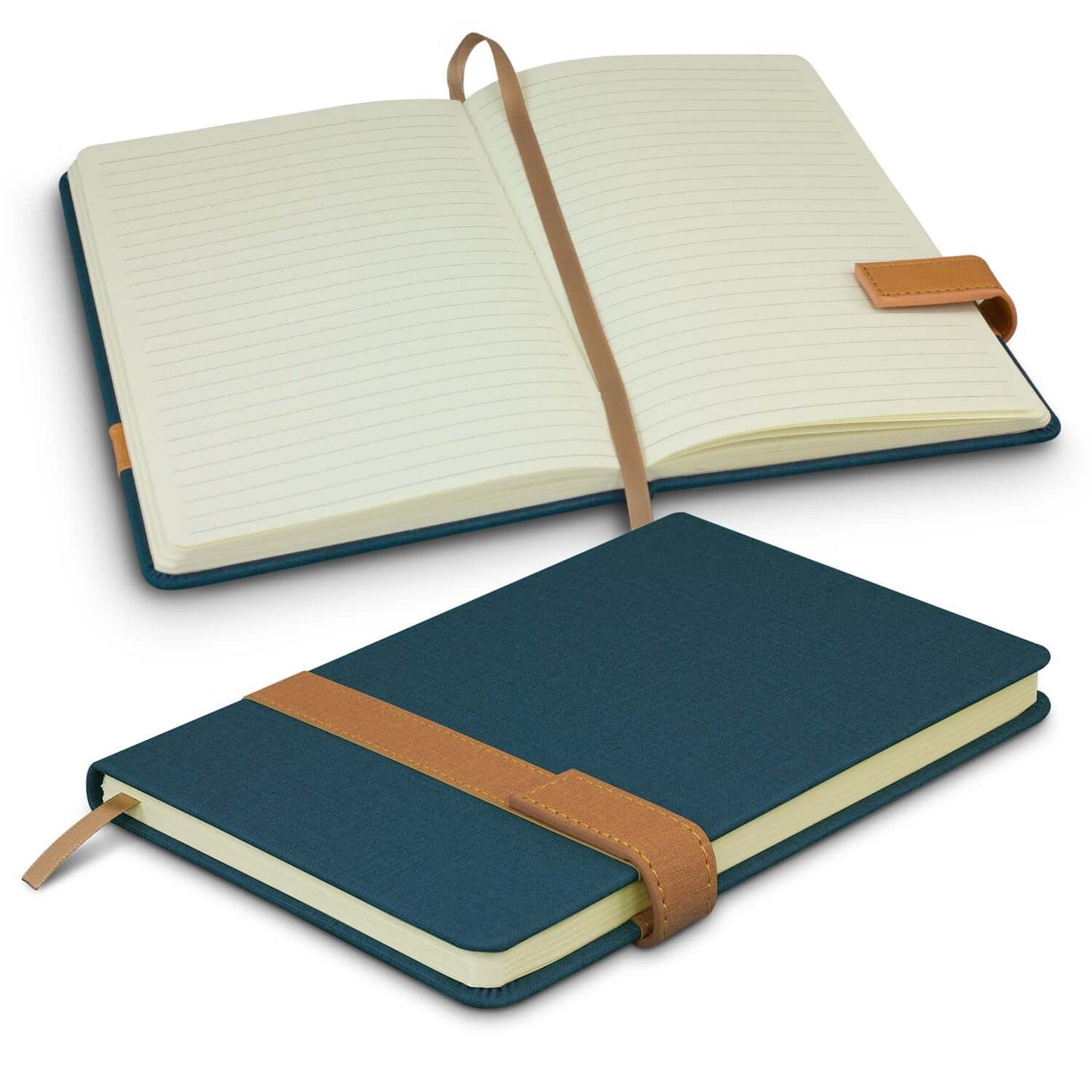 Nirvana Notebook featuring a hard cover, woven finish, and lined cream pages, perfect for corporate gift.