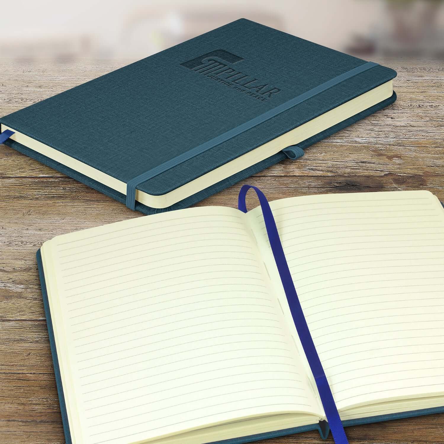 Columbus Notebook featuring a hard cover and cream lined pages, ideal for corporate gifts.