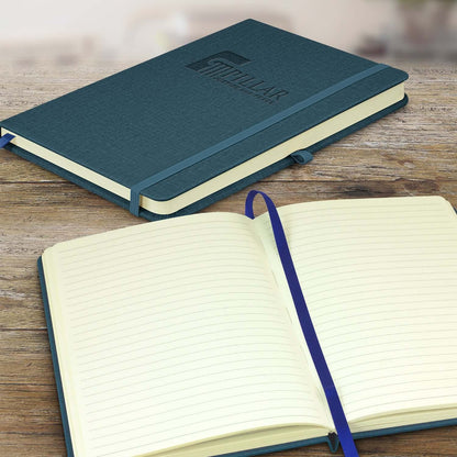 Columbus Notebook featuring a hard cover and cream lined pages, ideal for corporate gifts.
