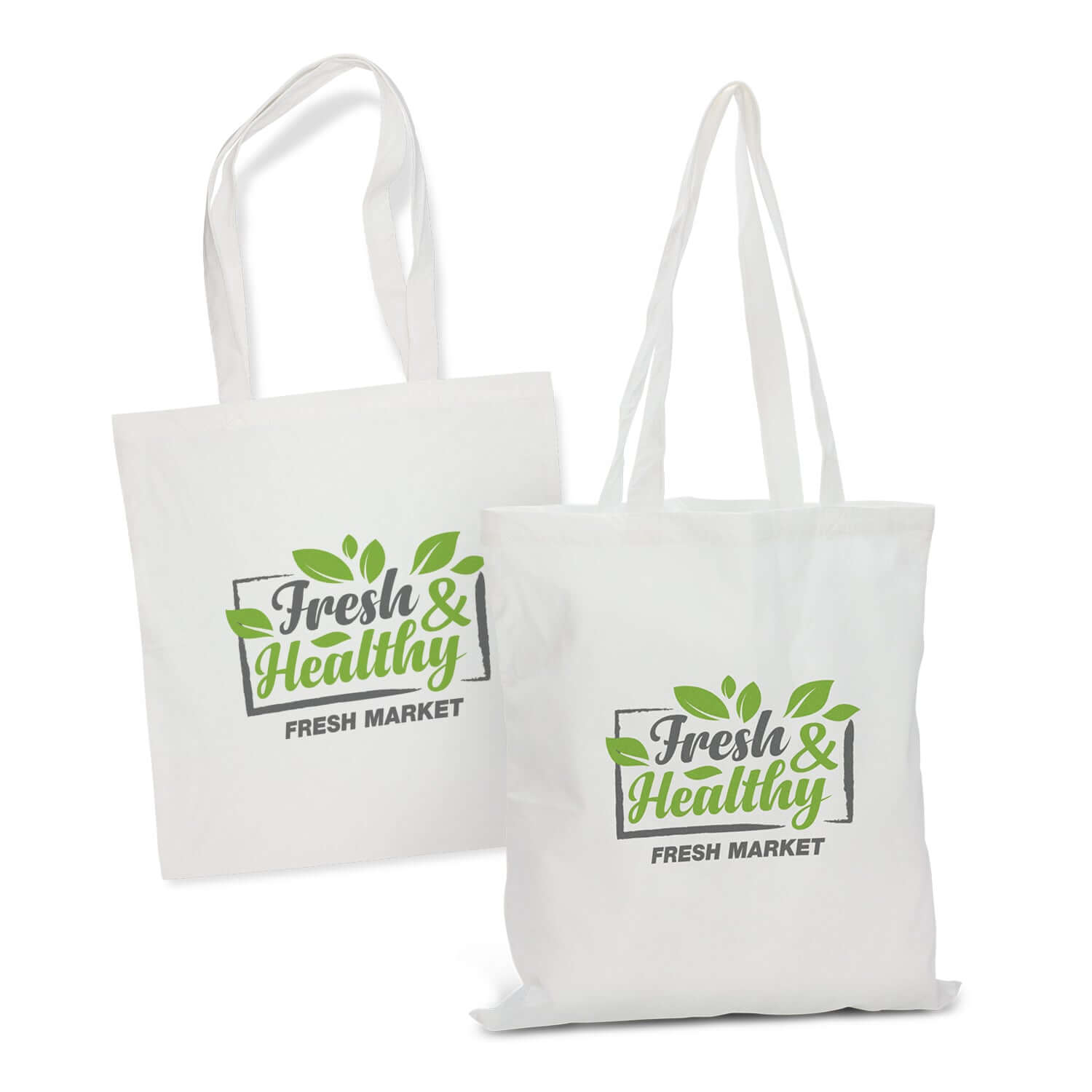 Bamboo Tote Bag featuring a fresh and healthy market design, perfect for eco-conscious corporate gifts.