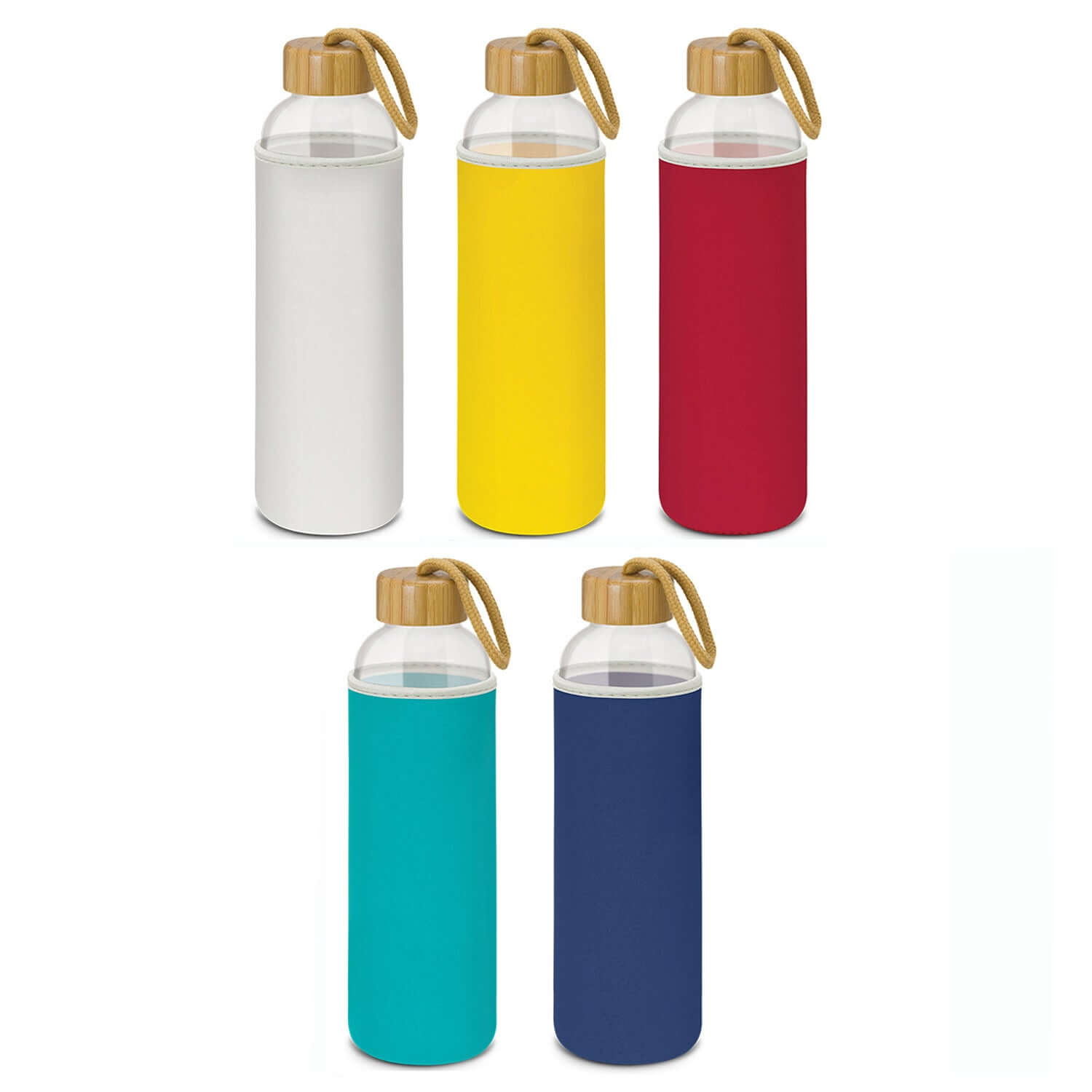 Eden Glass Bottle with Neoprene Sleeve in multiple colors, ideal for a corporate gift.