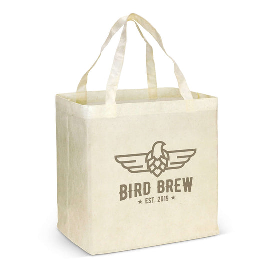 City Shopper Natural Look Tote Bag featuring Bird Brew logo and eco-friendly design for shopping convenience.