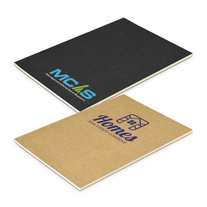Kora Notebook Medium in black and kraft cardstock, ideal for corporate gifts and note-taking.