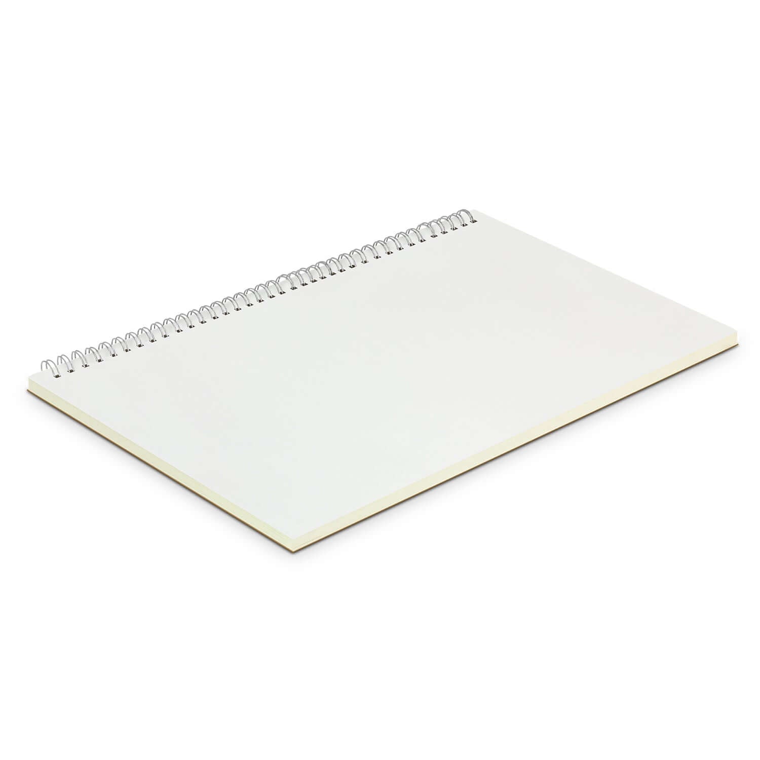 Lancia Full Colour Notebook Large with silver wire binding, showcasing blank pages and a stylish design.