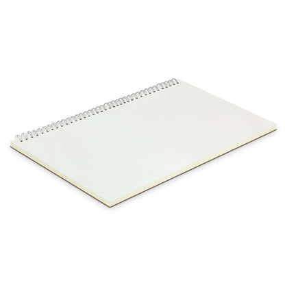 Lancia Full Colour Notebook Large with silver wire binding, showcasing blank pages and a stylish design.