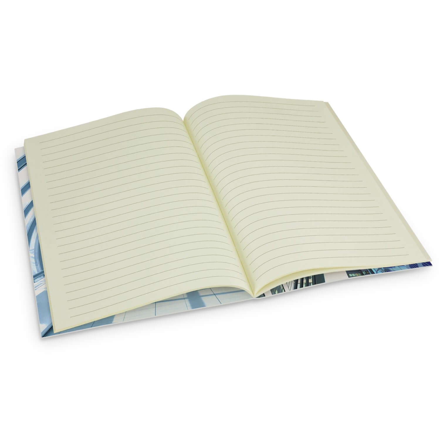Camri Full Colour Notebook - Medium open to lined pages, showcasing high-quality cream paper for note-taking.