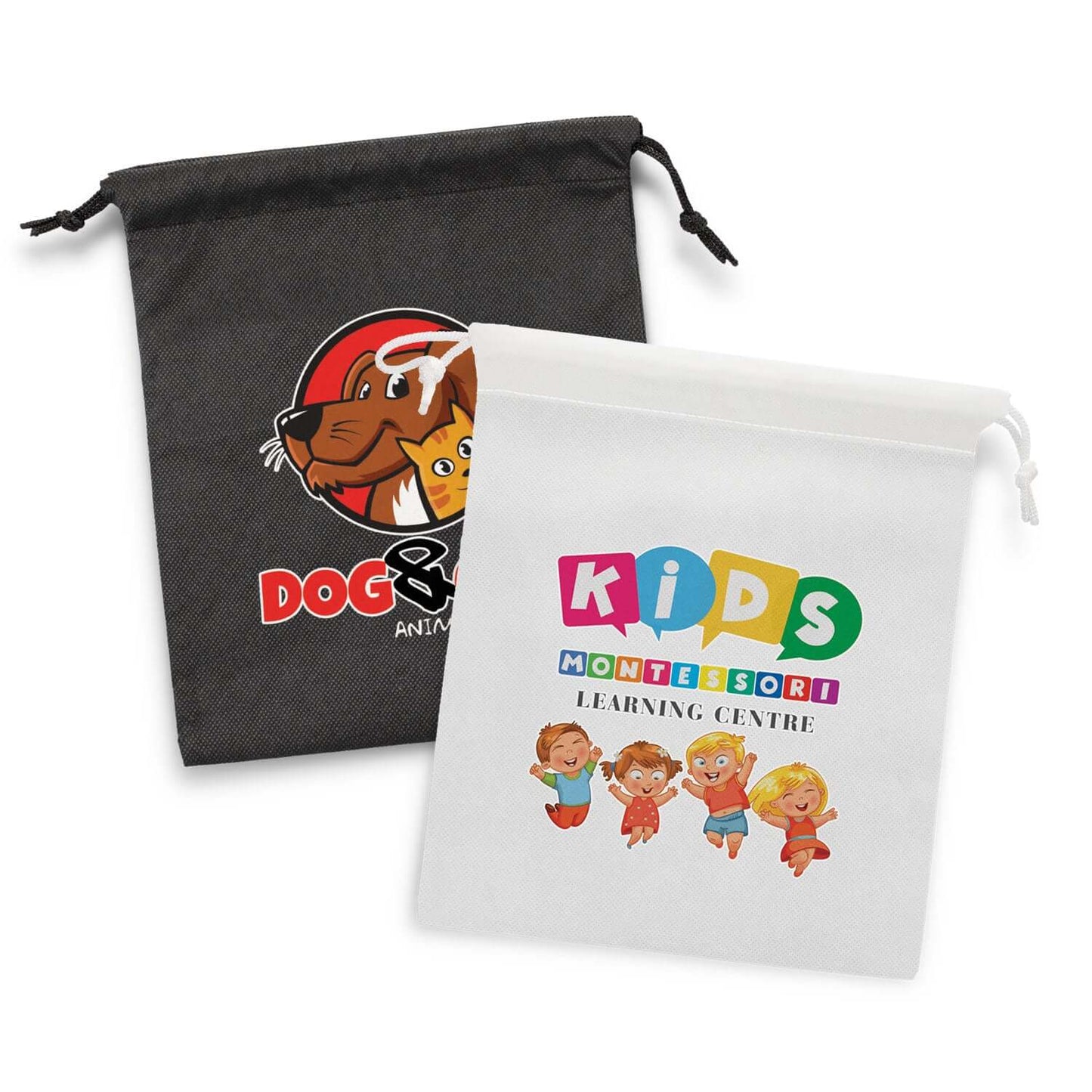 PP Drawstring Gift Bag - Medium in black and white for corporate gifting.