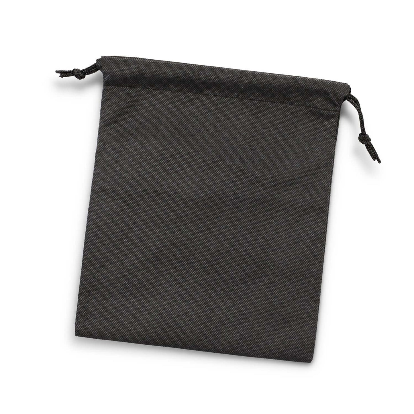 PP Drawstring Gift Bag - Medium in black, durable polypropylene, ideal for corporate gifts.