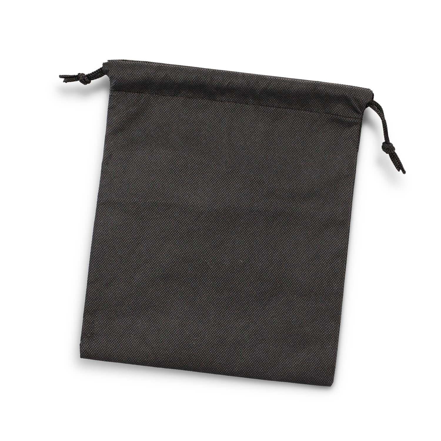PP Drawstring Gift Bag - Medium in black, durable polypropylene, ideal for corporate gifts.