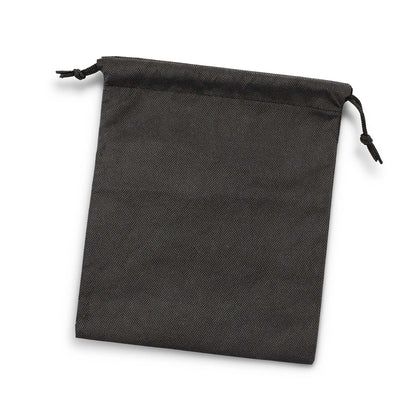PP Drawstring Gift Bag - Medium in black, durable polypropylene, ideal for corporate gifts.