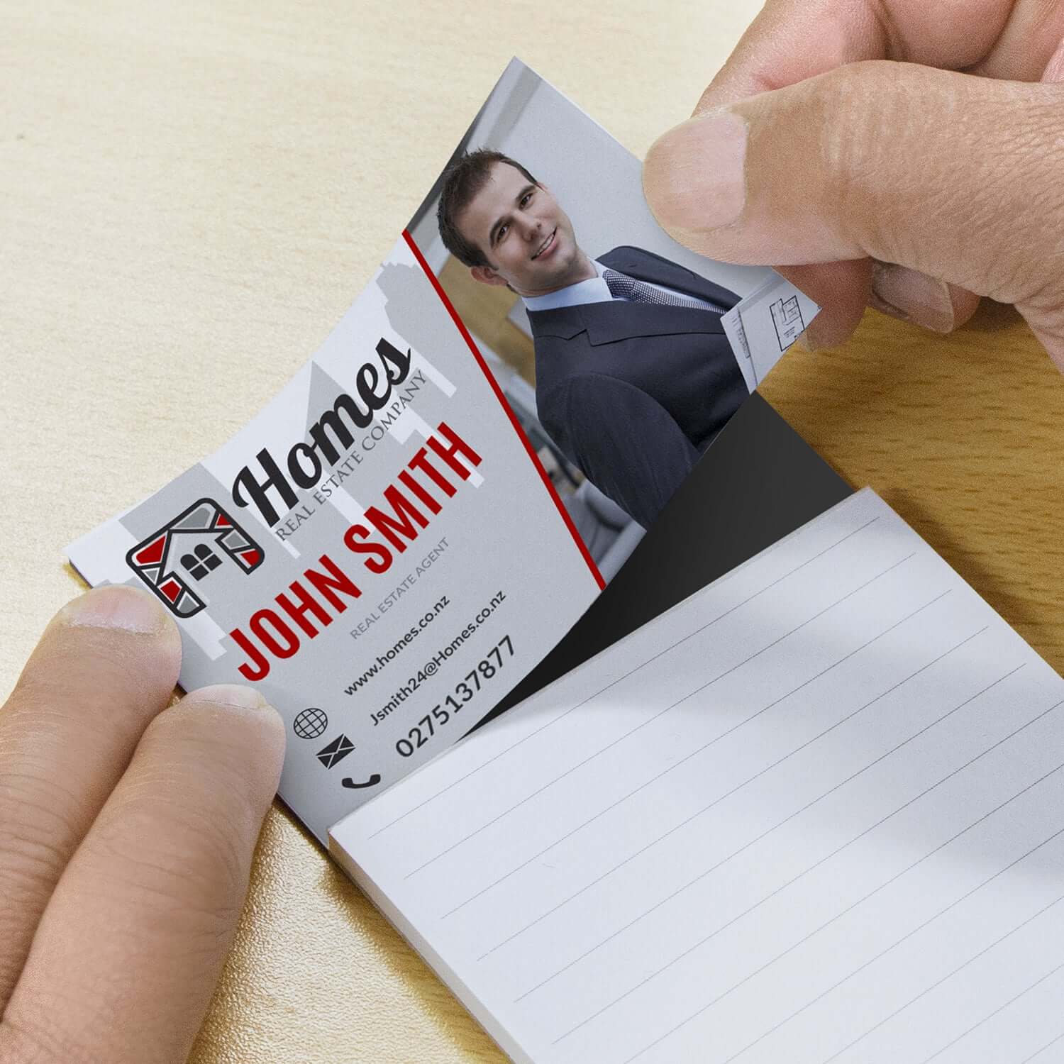 Magnet Pad - Lined with business card attachment, ideal for corporate gift and note-taking.