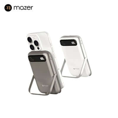 Mazer MagAir17 10,000mAh Magnetic Wireless Power Bank Qi2 Certified 15W with smartphones