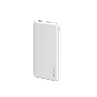 Verbatim 10000mAh 2 Port Power Pack in white, compact design for dual device charging, perfect corporate gift.