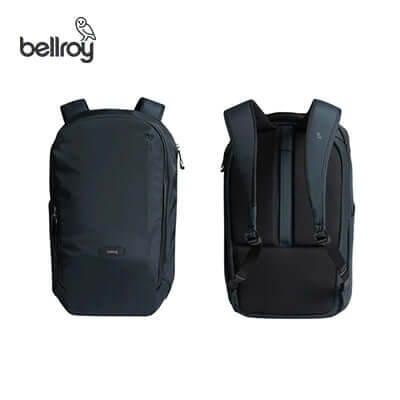 Bellroy Transit Workpack - Second Edition viewed from front and back; sleek design for corporate gift use.