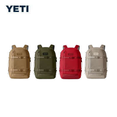 Yeti Crossroads® 35L Carry On Backpack available in four colors: tan, green, red, and beige, perfect for corporate gifts.