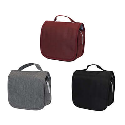 2 Tone Nylon Toiletry Bag available in maroon, gray, and black colors for organized travel essentials.