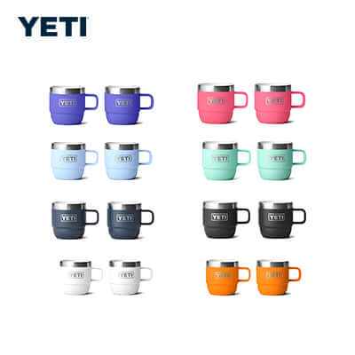 Yeti Rambler® 6 oz Stackable Mugs in various colors for perfect pours and corporate gifts.