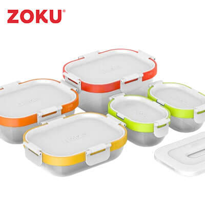Zoku 11 Piece Neat Stack Food Container in vibrant colors for organized food storage.