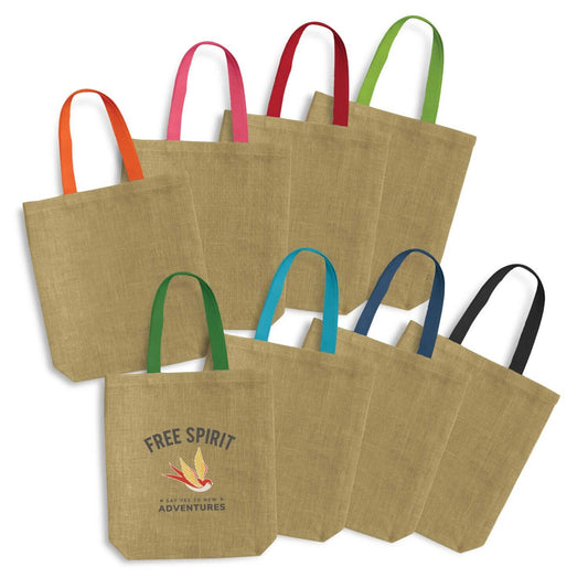 Thera Jute Tote Bag - Coloured Handles Corporate Gift Singapore