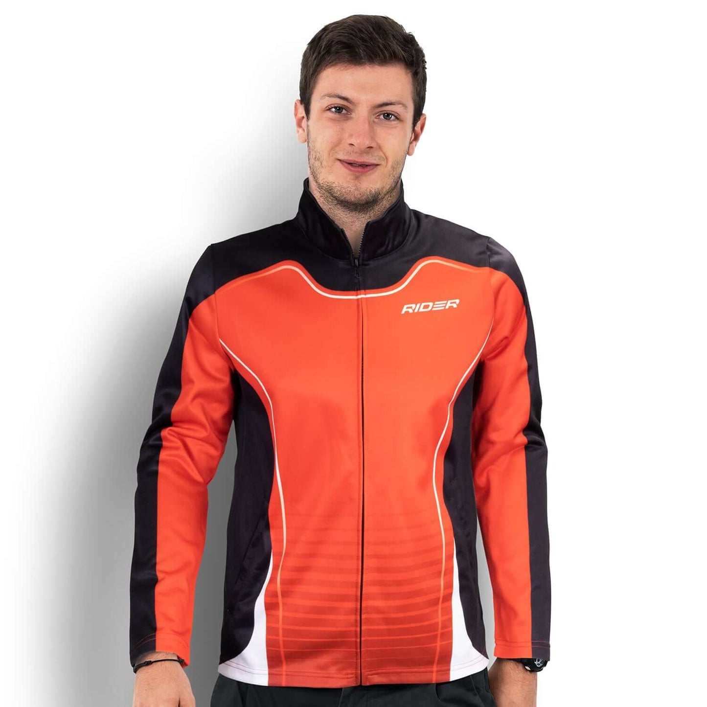 Custom Mens Sports Jacket in red and black, featuring a zippered front and practical design, ideal for corporate gifts.