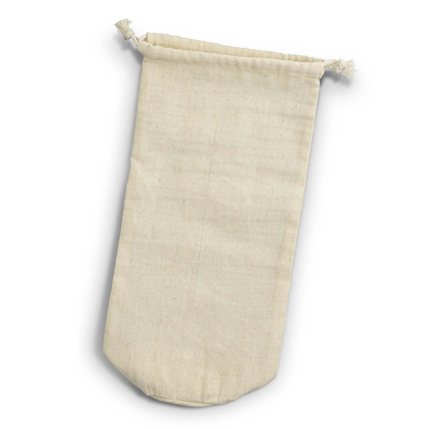Cotton Bottle Gift Bag made of 120gsm cotton with drawstring closure for gifting standard drink bottles.