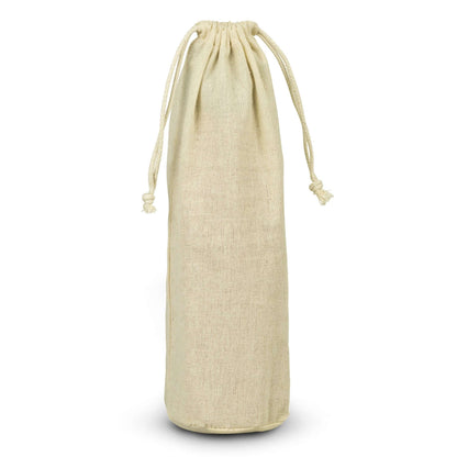 Eco-friendly Cotton Bottle Gift Bag with drawstring closure, ideal for corporate gift packaging.