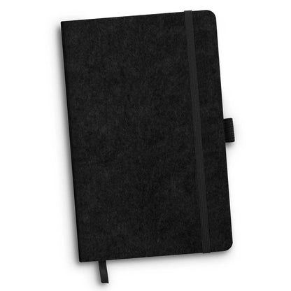 RPET Felt Hard Cover Notebook in black, eco-friendly corporate gift option for stylish note-taking.