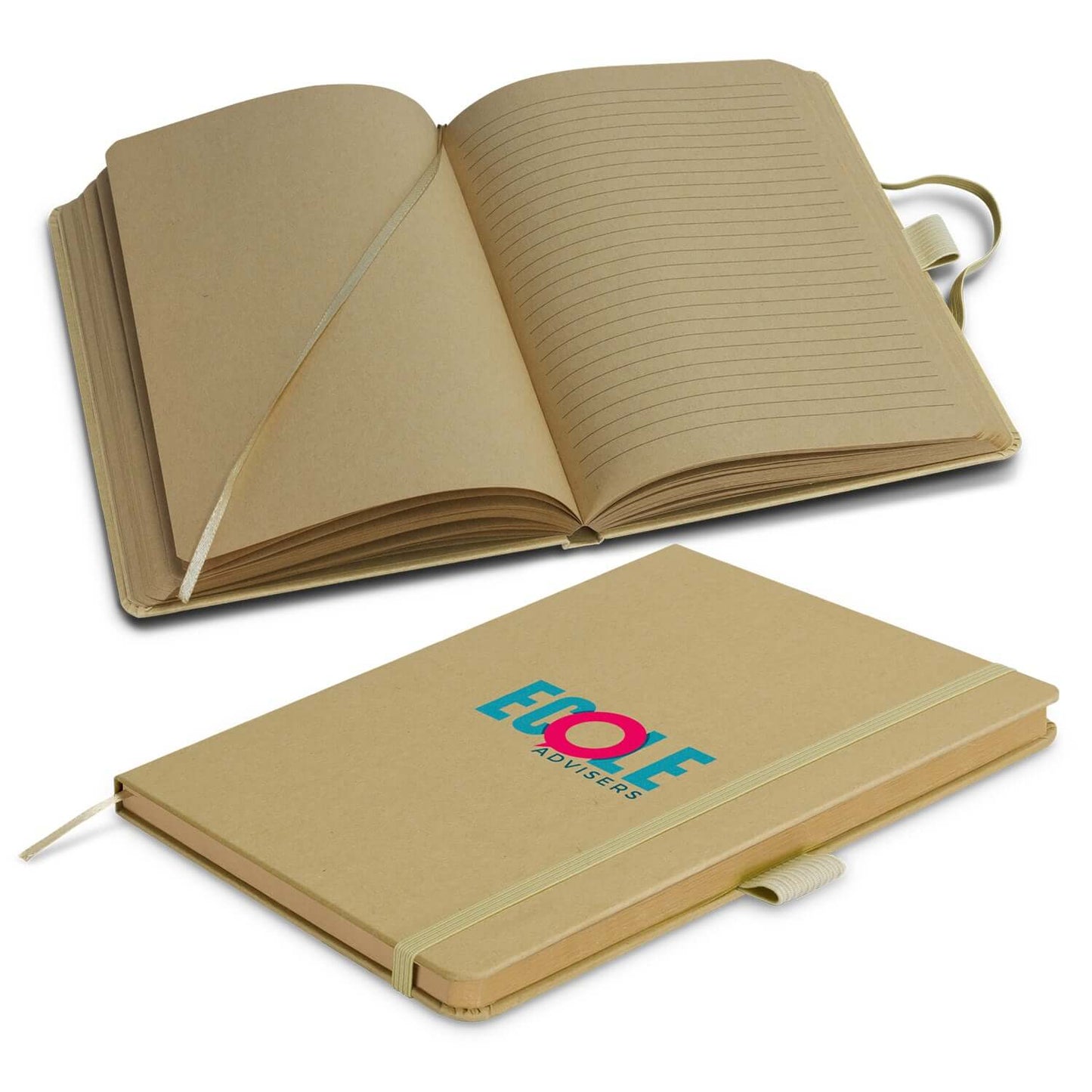 Kraft Omega Notebook with unlined and lined pages, ideal for notes and sketches, perfect corporate gift.